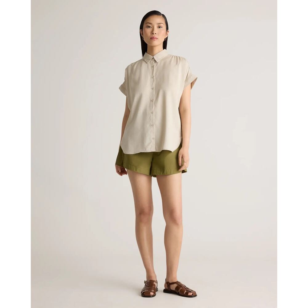 Quince Cream Short Sleeve Button-Down Shirt